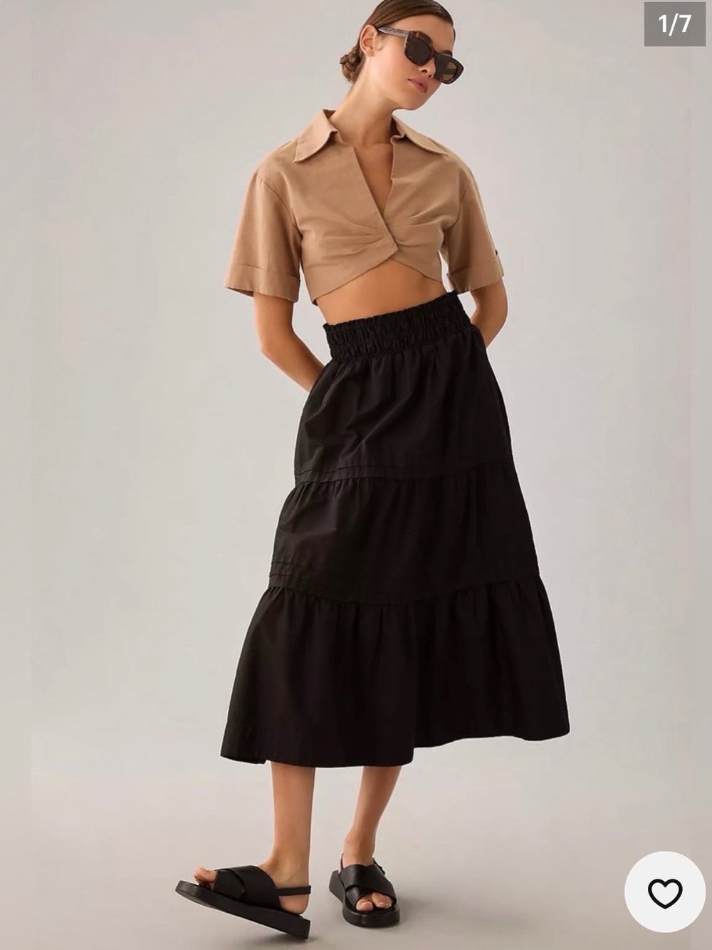 Anthropologie Black Tiered Maxi Skirt